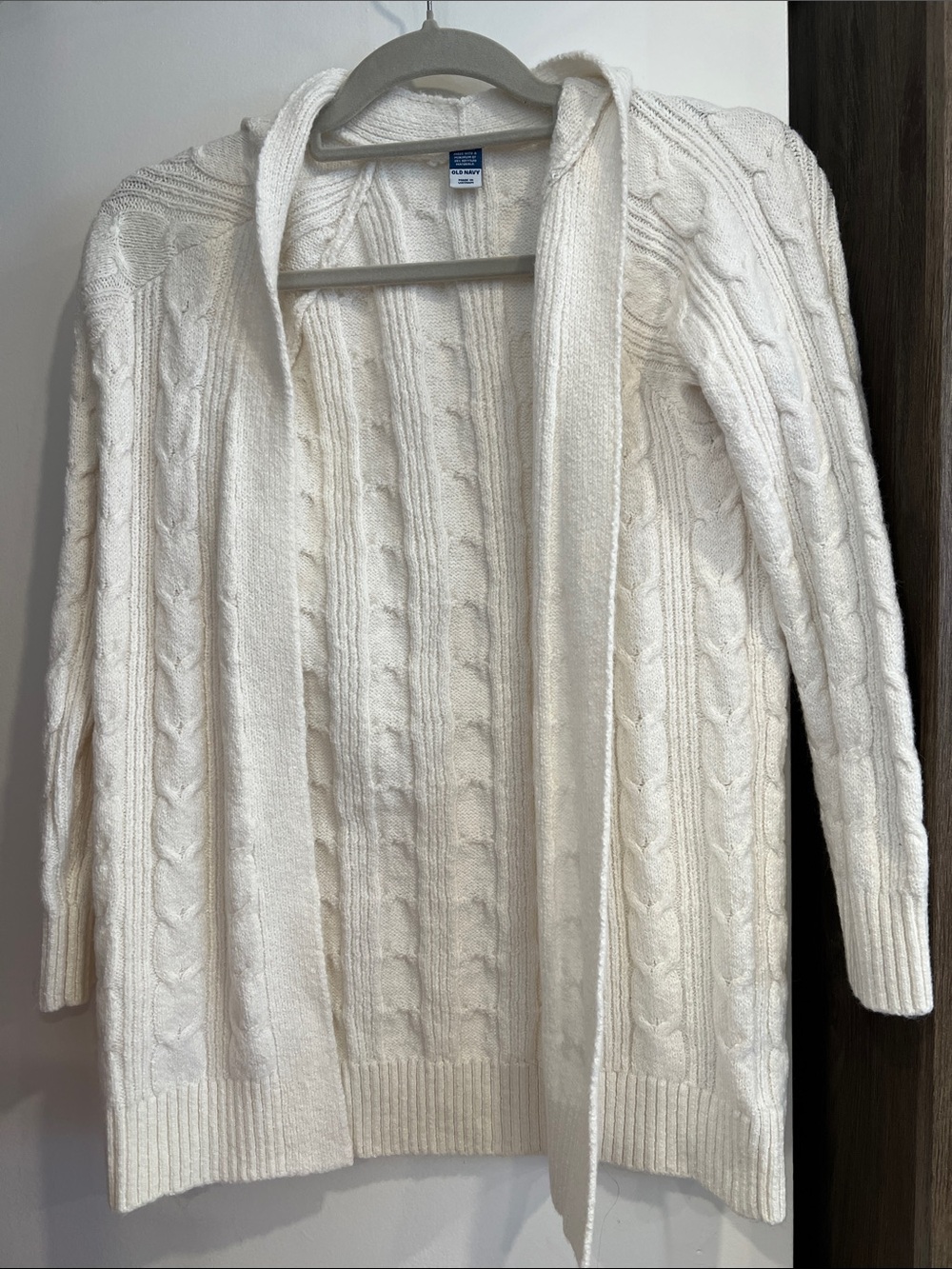 Old Navy Cream Cable-Knit Open-Front Cardigan